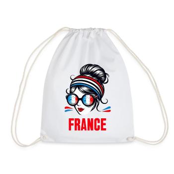 Stylisches France Girl: Retro-Chic mit modernem Twist - Turnbeutel - Weiß - Vorne