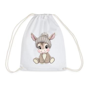Donkey Cute Cute Baby Kids Animal Cartoon - Drawstring Bag - white - Front