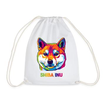 Shiba Inu Pop Art – colorful portrait for dog fans - Drawstring Bag - white - Front