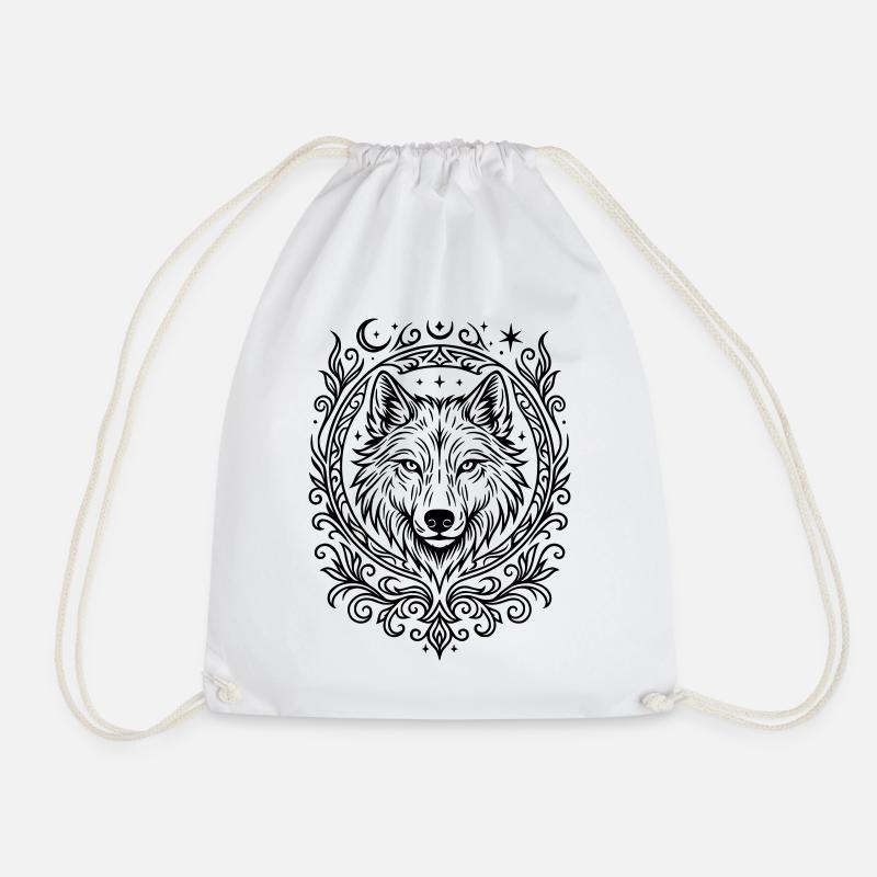 Wolf's Head - Drawstring Bag - white