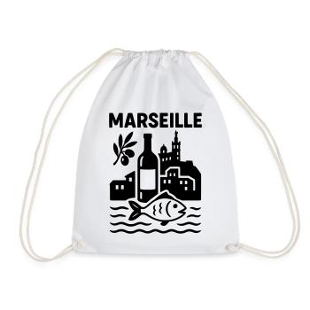 Marseille Silhouette - Drawstring Bag - white - Front