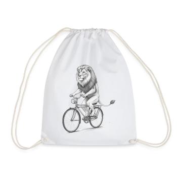 Lion Rider monochromes Fahrrad - Turnbeutel - Weiß - Vorne