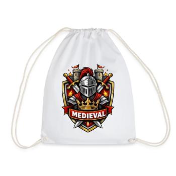 Blason médiéval du chevalier Couronne du château - Sac de sport léger - blanc - Devant