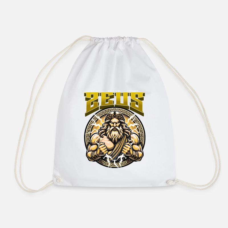 Zeus Power: Mythical Lightning Image - Drawstring Bag - white