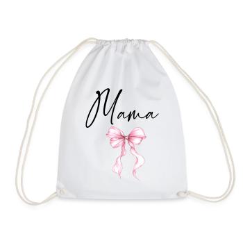 Mama Design mit Rosa Schleife – Süßes Mama Motiv - Turnbeutel - Weiß - Vorne