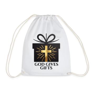 God Gives Gifts - black - Drawstring Bag - white - Front
