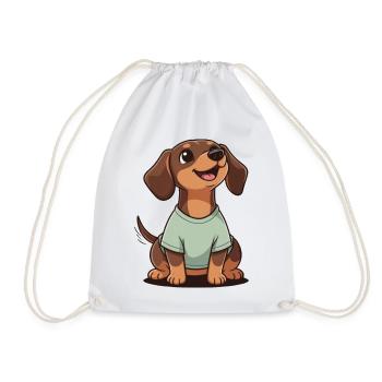 Happy Dachshund Cartoon Heartwarmer Shirt A SHORT LE - Sac de sport léger - blanc - Devant
