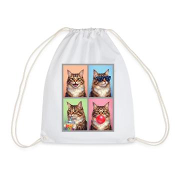 Cats American Bobtail Cat - Drawstring Bag - white - Front