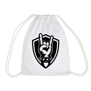 Rock Handzeichen Wappen Symbol Schwarz - Turnbeutel - Weiß - Vorne