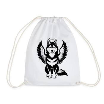 Sibirischer Husky-Engelflügel-Halo - Turnbeutel - Weiß - Vorne