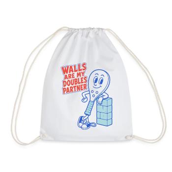 Padel – Walls Are My Doubles Partner - Turnbeutel - Weiß - Vorne