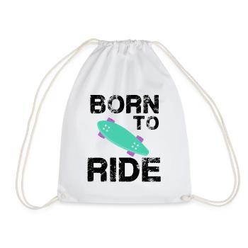 born to ride skateboard skate rider - Drawstring Bag - white - Front