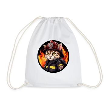 Katze Feuerwehr - Turnbeutel - Weiß - Vorne