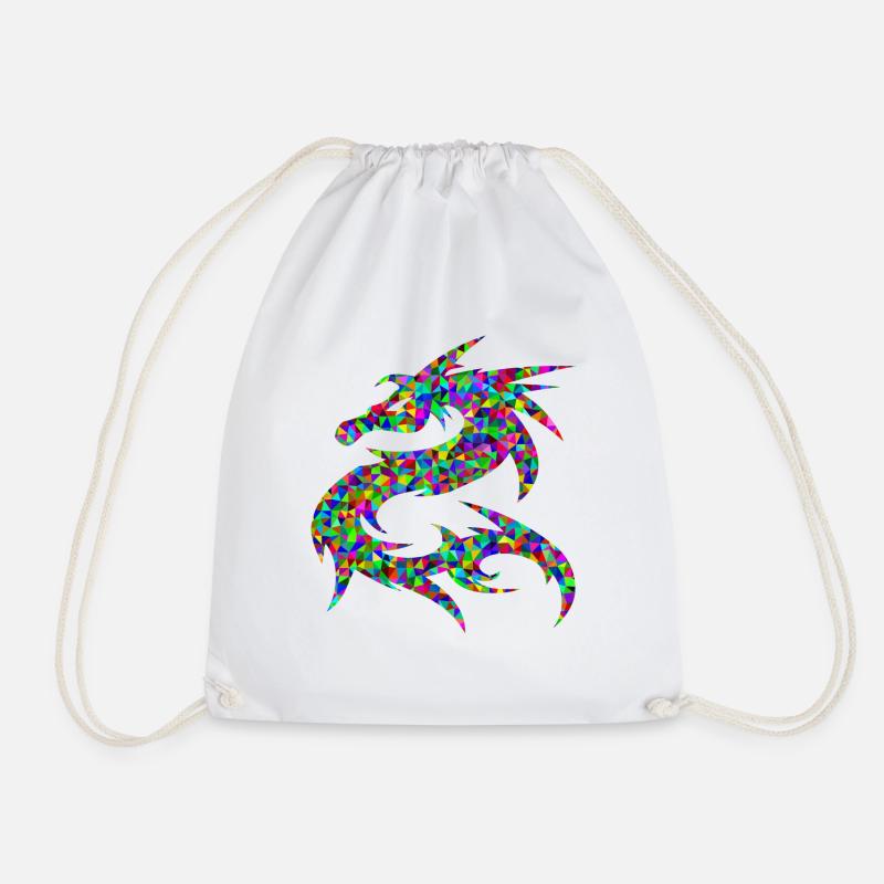 Dragon Neon Geometric Gift - Drawstring Bag - white