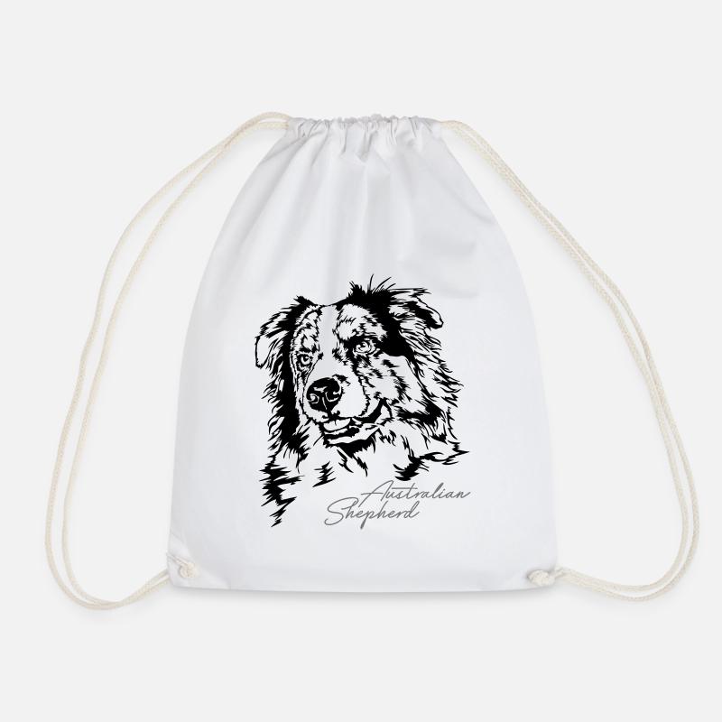 AUSTRALIAN SHEPHERD merle Portrait Wilsigns - Turnbeutel - Weiß