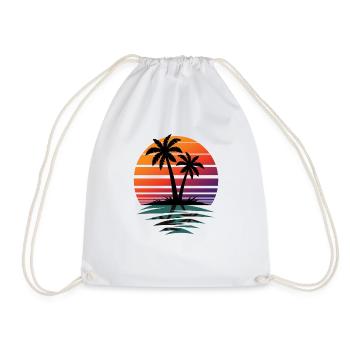 Palme Retro-Geschenk - Natur-Liebhaber-Geschenk - Turnbeutel - Weiß - Vorne