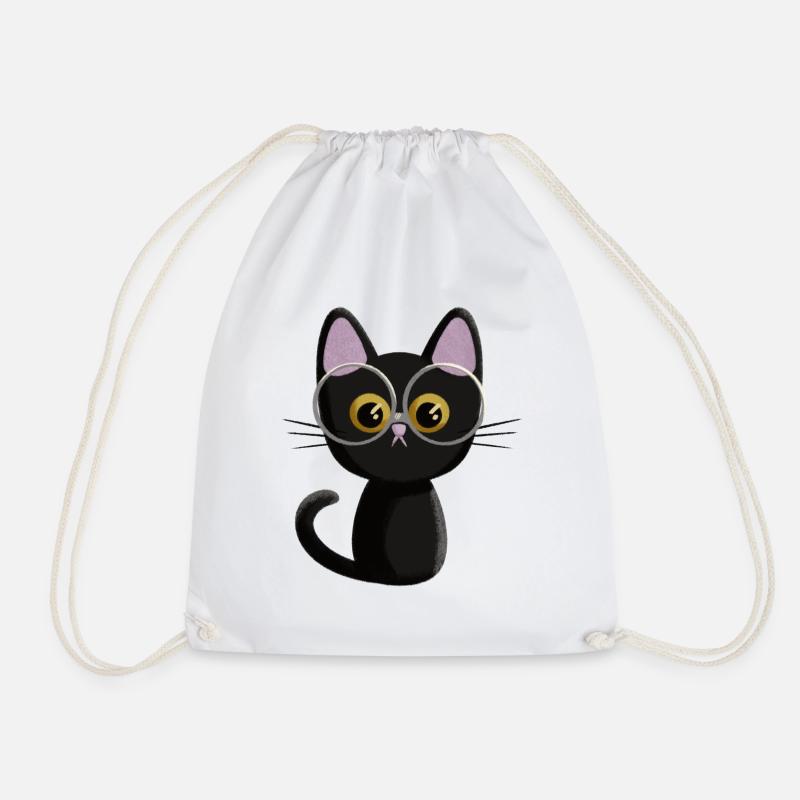 Schwarze Katze - Turnbeutel - Weiß
