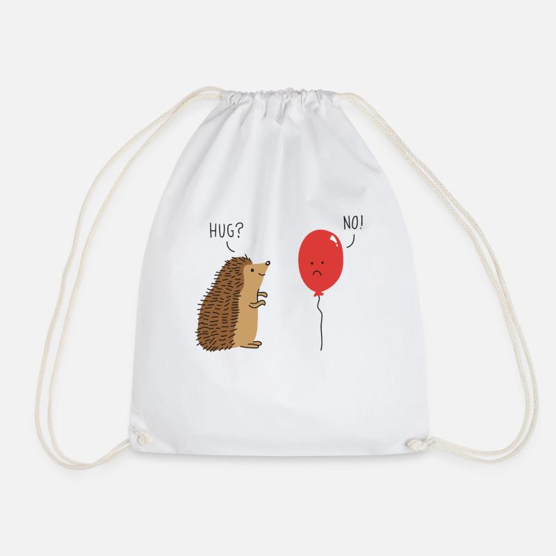 Süßer Igel Hugs Ballon Geschenkidee - Turnbeutel - Weiß