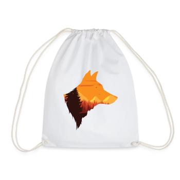 Silhouette tête de loup | Pack Loup Lune Cadeau - Sac de sport léger - blanc - Devant