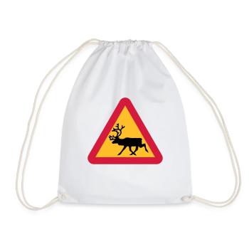 Reindeer warning sign - Drawstring Bag - white - Front