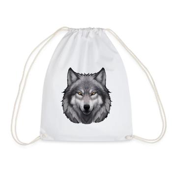 Wolf Kopfporträt - Turnbeutel - Weiß - Vorne