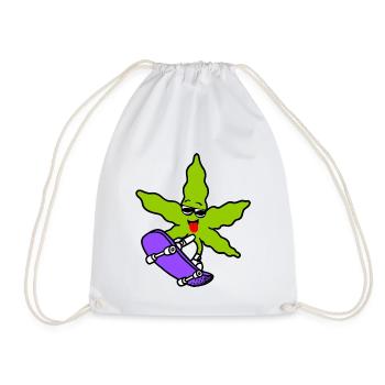 Skater weed - Drawstring Bag - white - Front