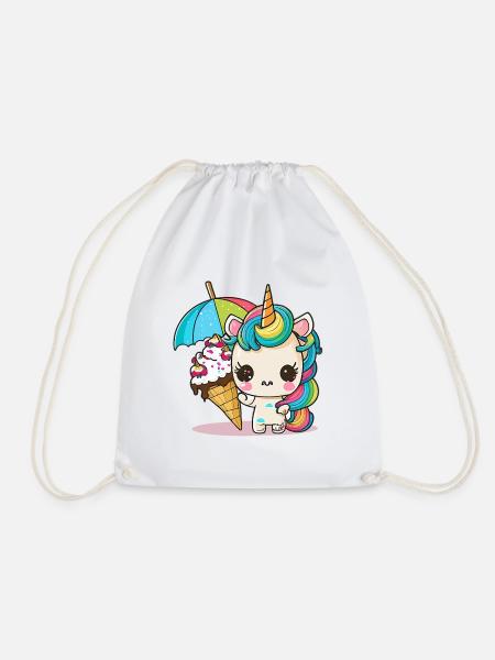 Süße Träume: Ein Einhorn - Turnbeutel - Weiß