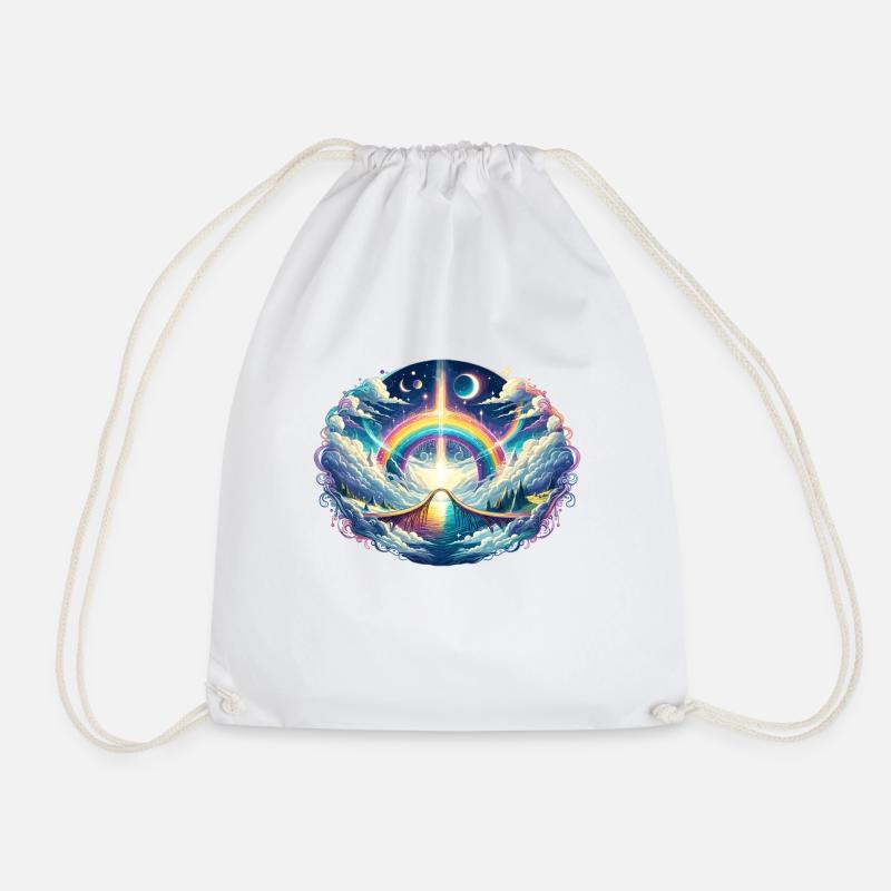 Dream world with rainbow and starry sky - Drawstring Bag - white