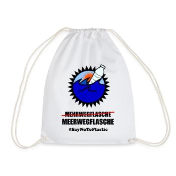 Plastik Spruch - Meerwegflasche Anti Plastik Shirt - Turnbeutel - Weiß - Vorne