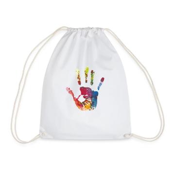 Small and big hand! Father Daughter Son Parents - Drawstring Bag - white - Front