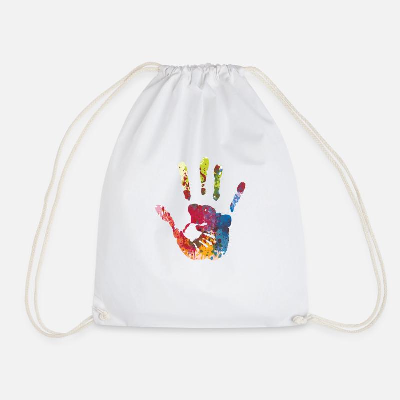 Small and big hand! Father Daughter Son Parents - Drawstring Bag - white