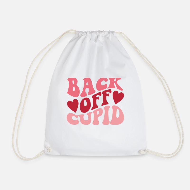 Back off Cupid - Valentine Love - Drawstring Bag - white