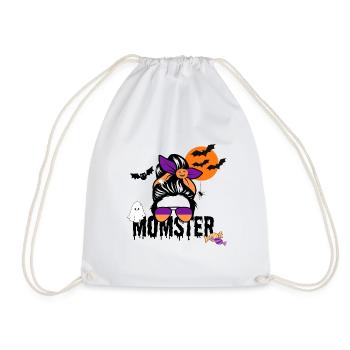 Momster - Halloween Mom Shirt mit Spinne & Geist - Turnbeutel - Weiß - Vorne