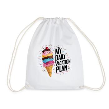 Laughing Ice Cream Cone Funny Ice Cream Design Saying - Drawstring Bag - white - Front