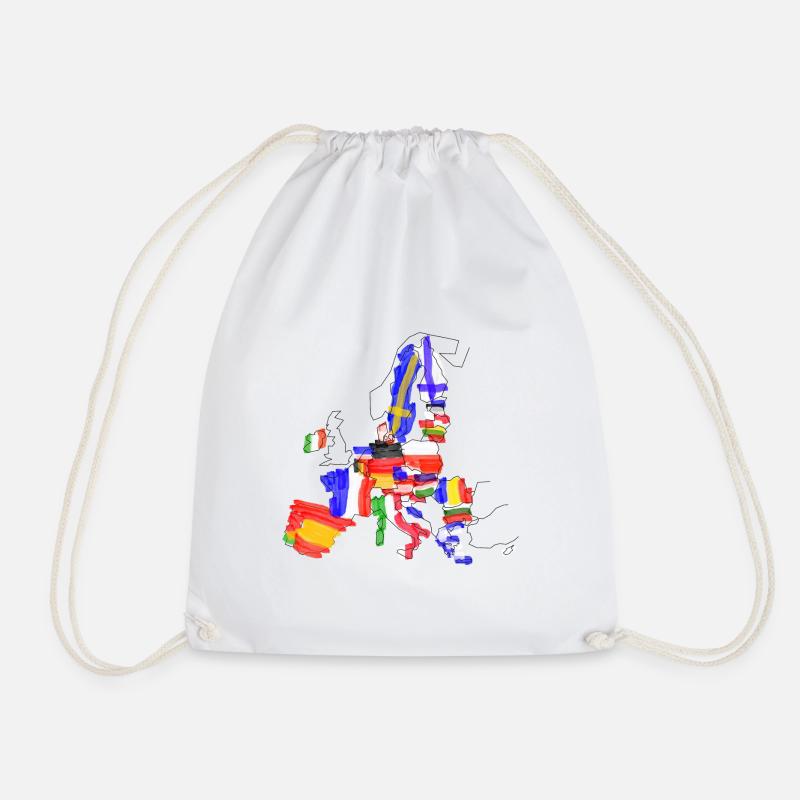 European Union with flags on the map - Drawstring Bag - white