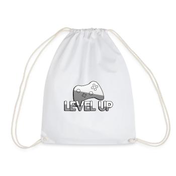 LEVEL UP + Controller - Gaming - Turnbeutel - Weiß - Vorne