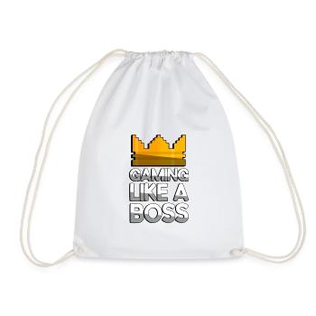 GAMING LIKE A BOSS + King Crown - Gaming - Turnbeutel - Weiß - Vorne