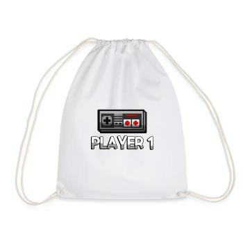PLAYER 1 + NES Controller - Gaming - Drawstring Bag - white - Front