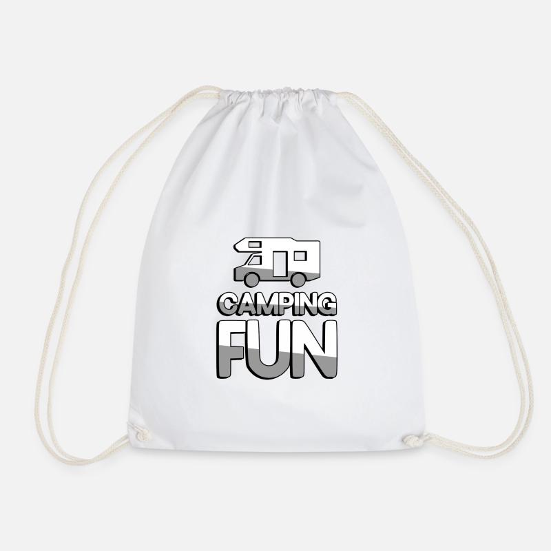 CAMPING FUN + Caravan - Camping - Drawstring Bag - white