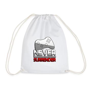 NEVER SURRENDER (Red) + Controller - Gaming - Drawstring Bag - white - Front