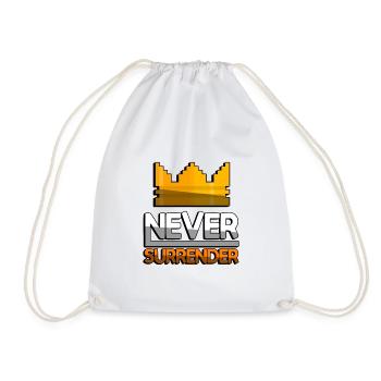 NEVER SURRENDER (Orange) + King Crown - Gaming - Turnbeutel - Weiß - Vorne