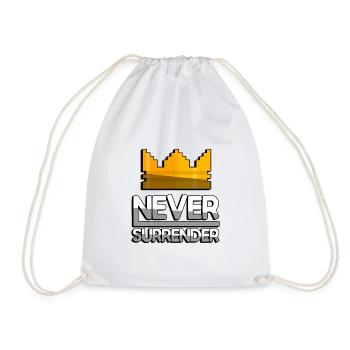NEVER SURRENDER (Weiß) + King Crown - Gaming - Turnbeutel - Weiß - Vorne