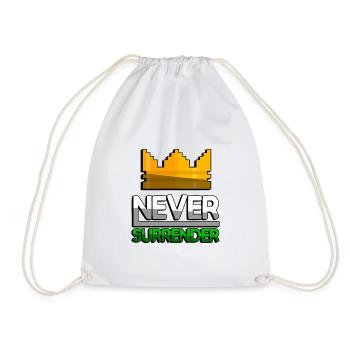 NEVER SURRENDER (Grün) + King Crown - Gaming - Turnbeutel - Weiß - Vorne