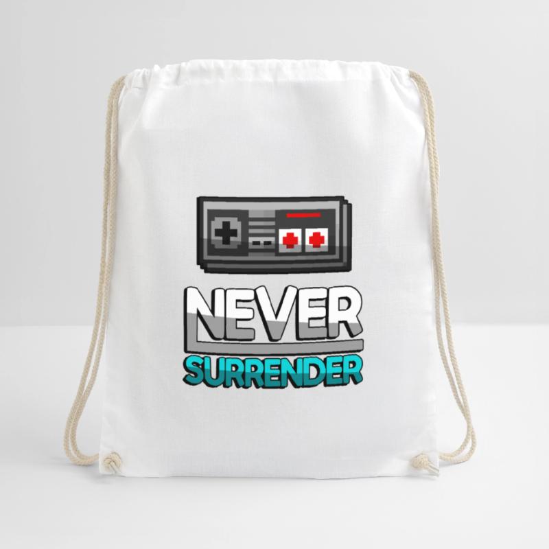 NEVER SURRENDER (Turquoise) + NES Controller - Gaming Drawstring Bag