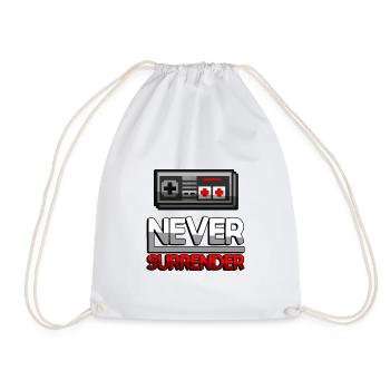 NEVER SURRENDER (Red) + NES Controller - Gaming - Drawstring Bag - white - Front