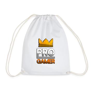 PRO GAMER (Orange) + King Crown - Gaming - Drawstring Bag - white - Front