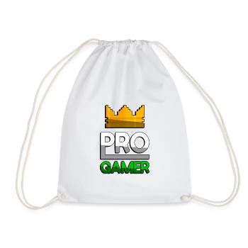 PRO GAMER (Green) + King Crown - Gaming - Drawstring Bag - white - Front