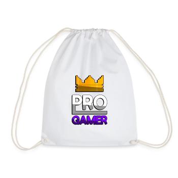 PRO GAMER (Purple) + King Crown - Gaming - Drawstring Bag - white - Front