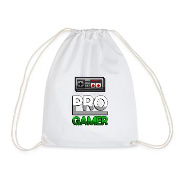 PRO GAMER (Green) + NES Controller - Gaming - Drawstring Bag - white - Front