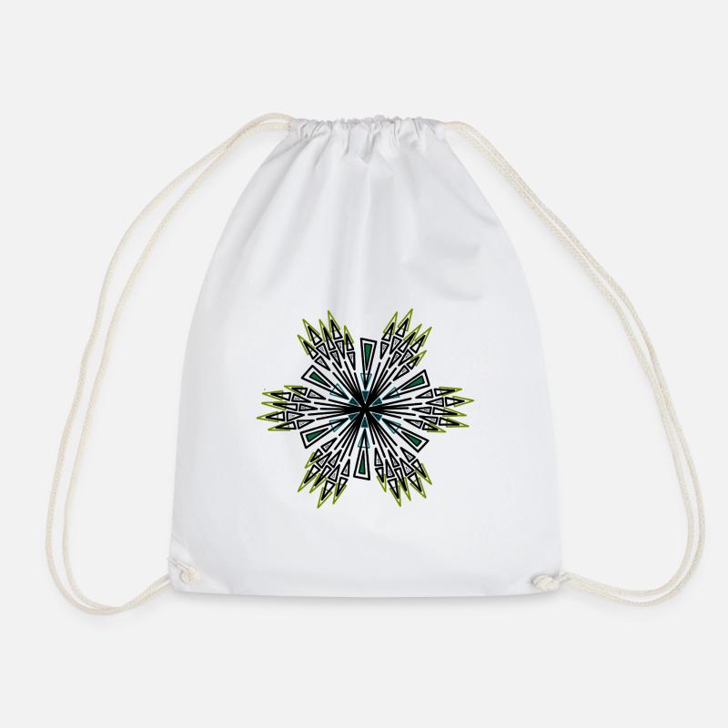 Geometric Star Spiral Blue Green - Drawstring Bag - white